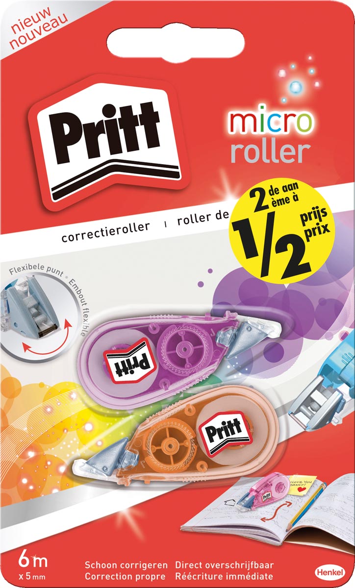 Pritt correctieroller Micro Roller, blister met 2 stuks waarvan 2de aan halve prijs afbeelding