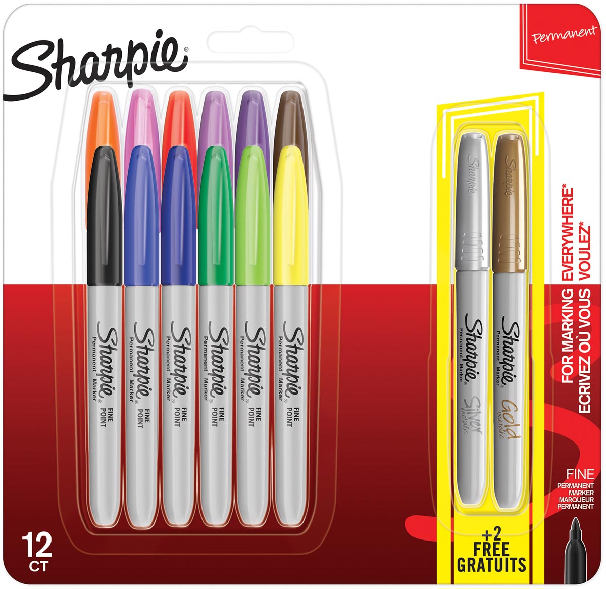 Sharpie permanente marker pastel, blister van 12 stuks + 2 GRATIS