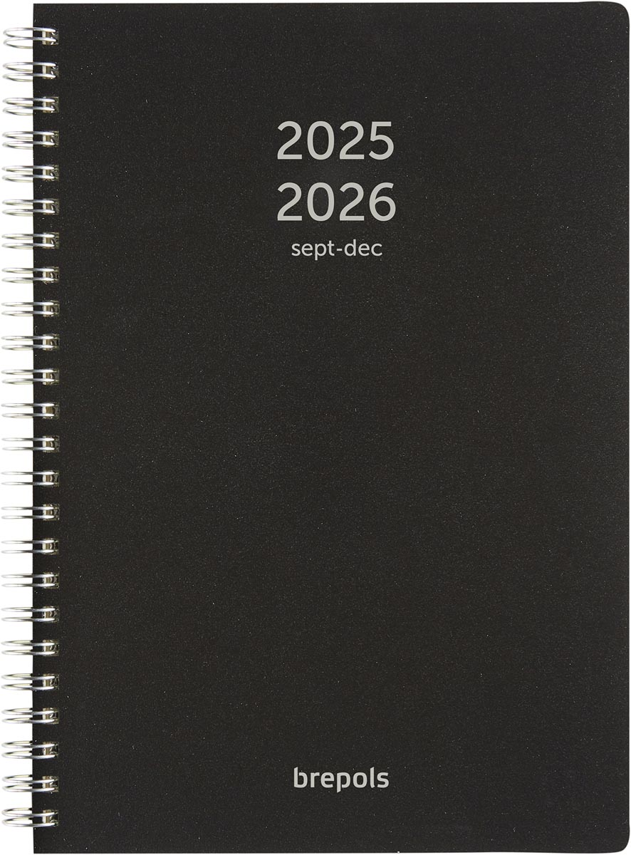Brepols schoolagenda Weekly Notes Polyprop, zwart, 2025-2026