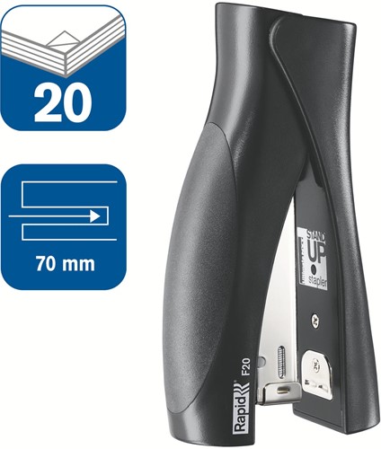 Rapid Fashion Ultimate StandUp nietmachine F20, niet 20 vel, voor nietjes 24/6 en 26/6, zwart-2