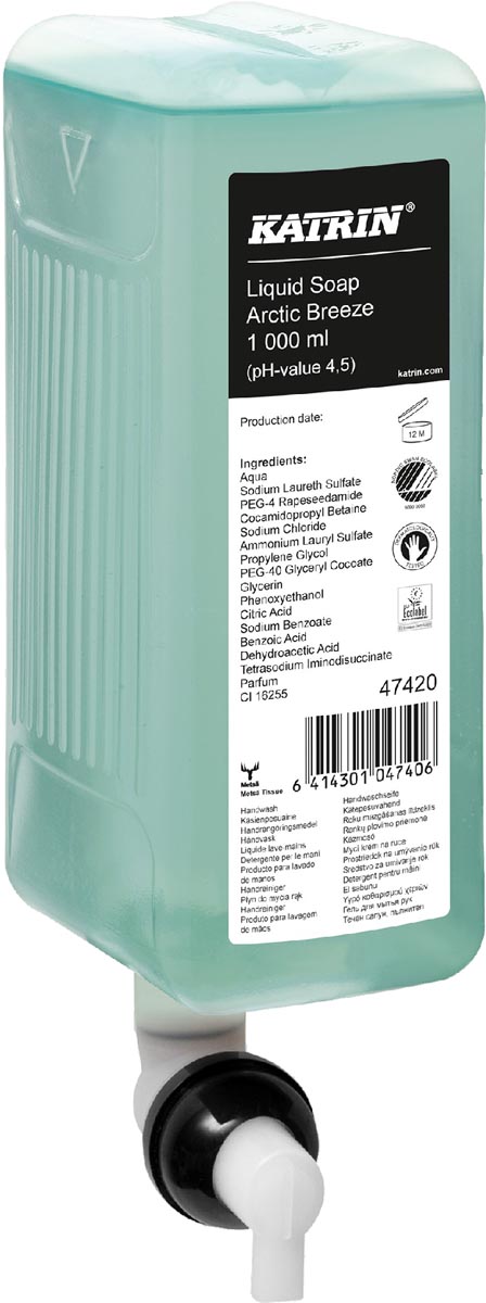 Katrin vloeibare zeep 47420 Arctic Breeze, flacon van 1000 ml