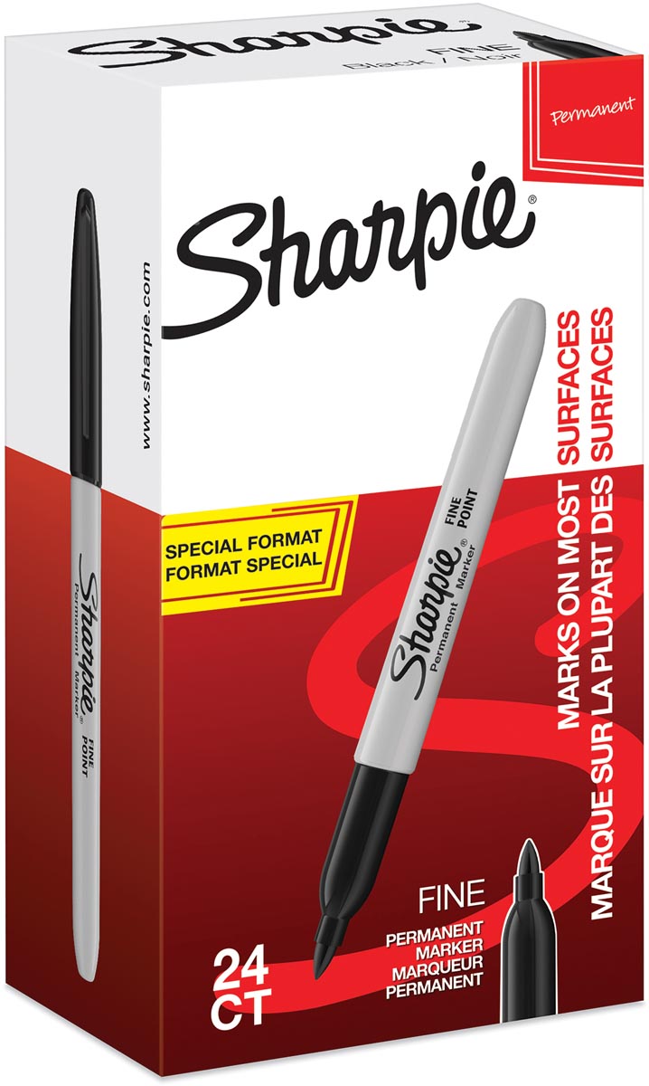 Sharpie permanente marker fijn, value pack van 24 stuks (20 + 4 gratis), zwart Sharpie permanente marker fijn, value pack van 24 stuks (20 + 4 gratis), zwart