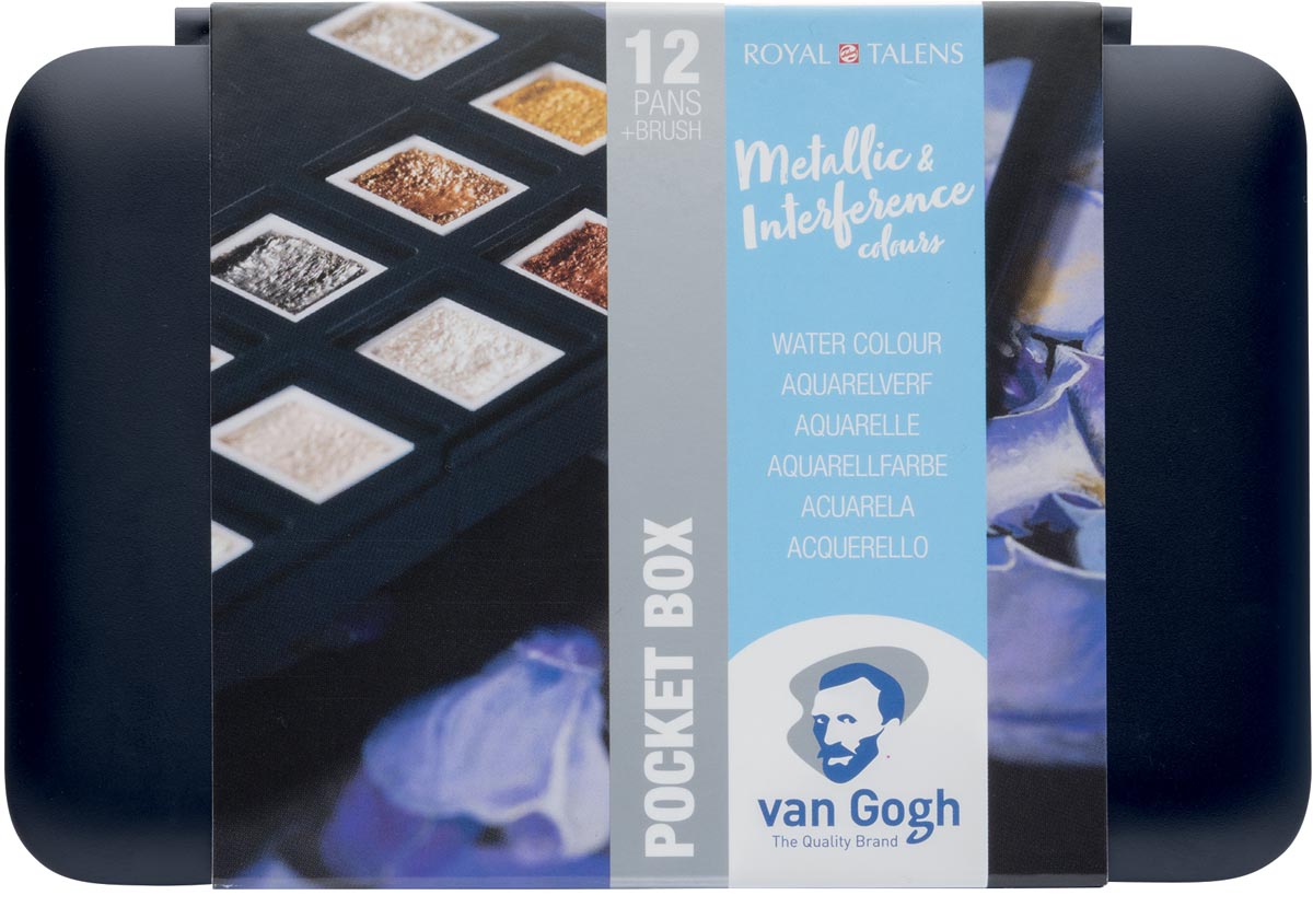 Van Gogh aquarelverf, pocketbox met 12 napjes, metallic- en interference kleuren afbeelding