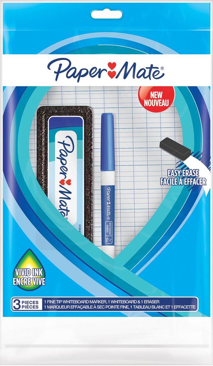 Paper Mate whiteboardmarker met fijne punt, set van 3 stuks, blauw afbeelding