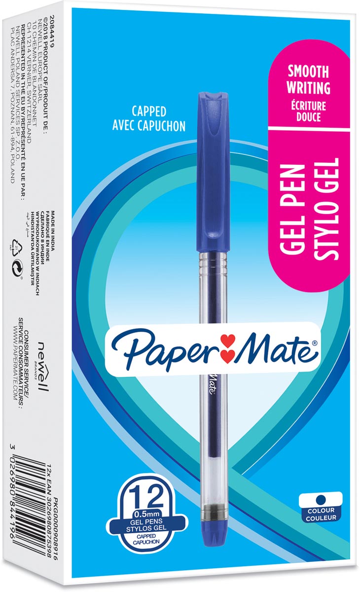 Paper Mate roller Jiffy Gel, ultra fijn 0,5 mm, blauw