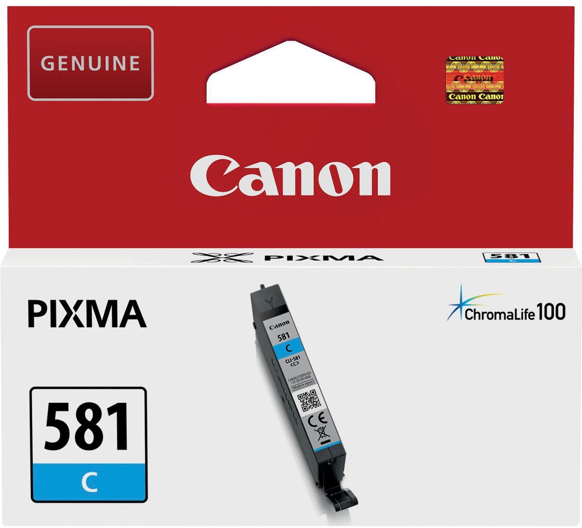 Canon inktcartridge CLI-581C, 250 foto&apos;s, OEM 2103C001, cyaan afbeelding