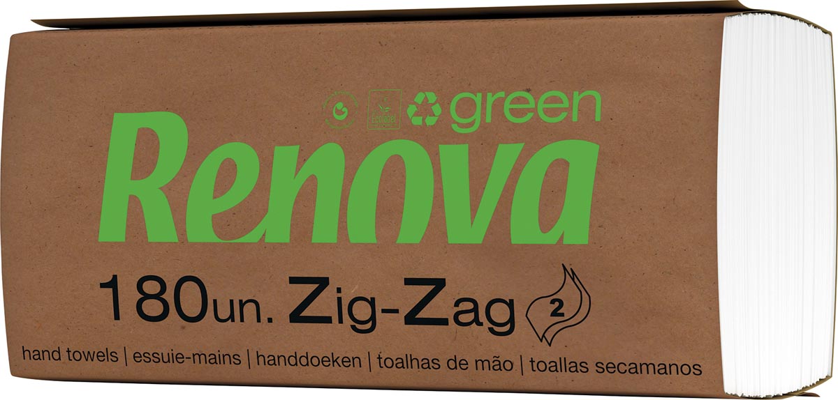 Renovagreen papieren handdoeken, Z-vouw, 2-laags, 180 vellen, pak van 20 stuks afbeelding