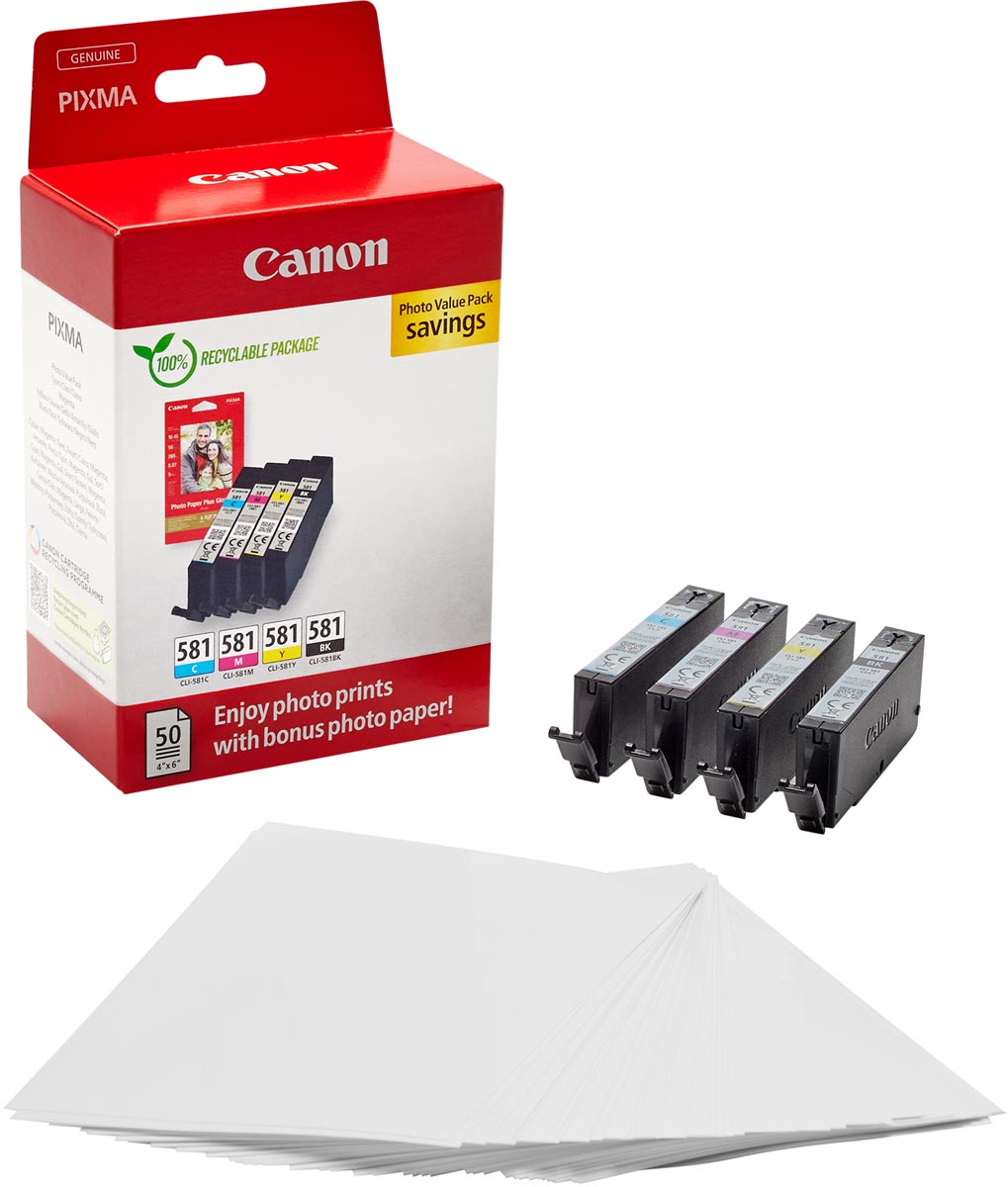 Canon inktcartridge CLI-581, 200 - 259 pagina's, OEM 2103C006, 4 kleuren