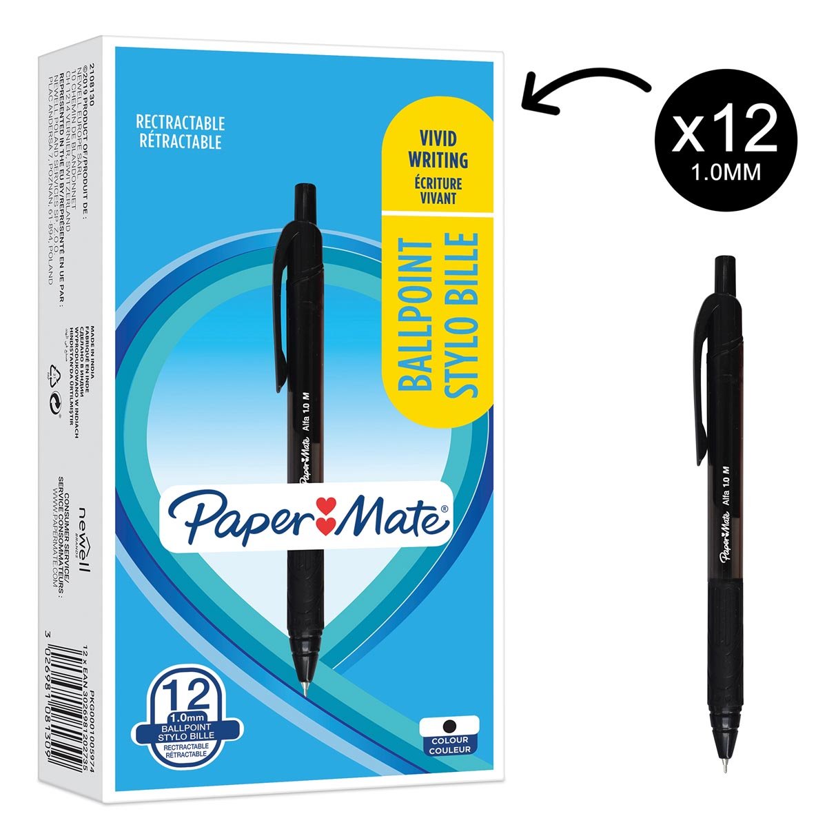 Paper Mate balpen Alfa RT, zwart Paper Mate balpen Alfa RT, zwart