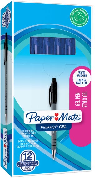 Paper Mate balpen Flexgrip Gel, doos van 12 stuks, blauw afbeelding