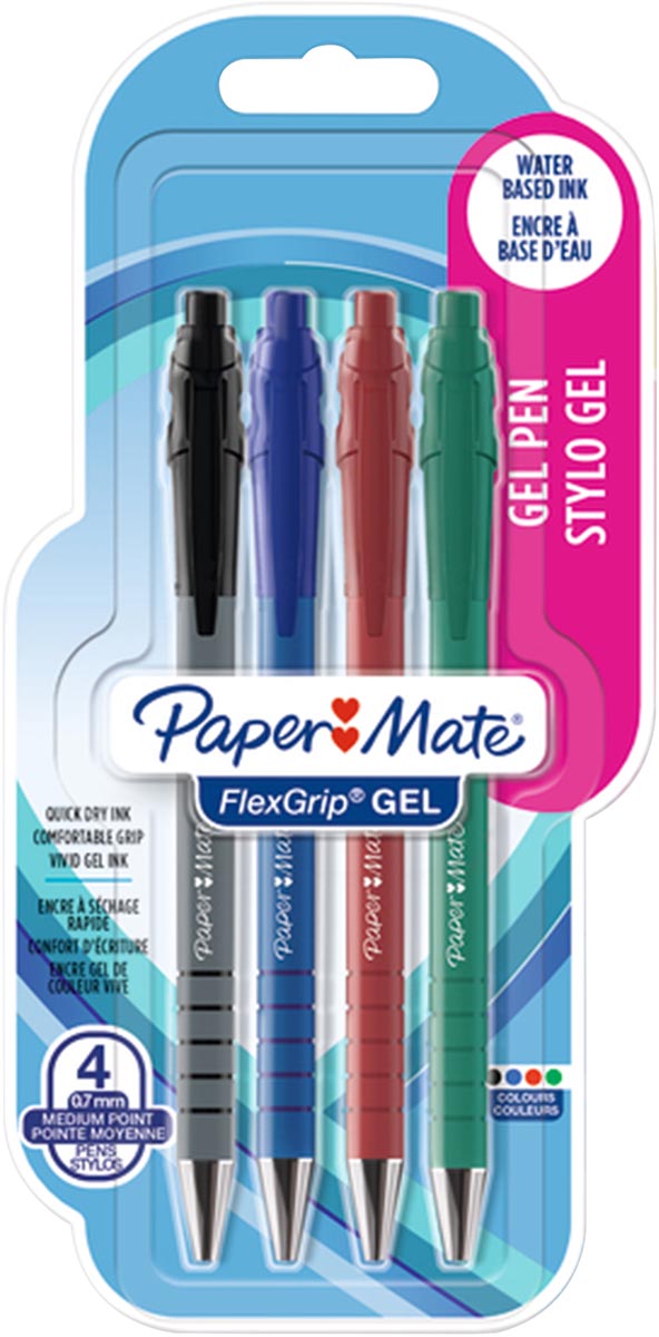 Paper Mate balpen Flexgrip Gel, blister van 4 geassorteerde stuks afbeelding