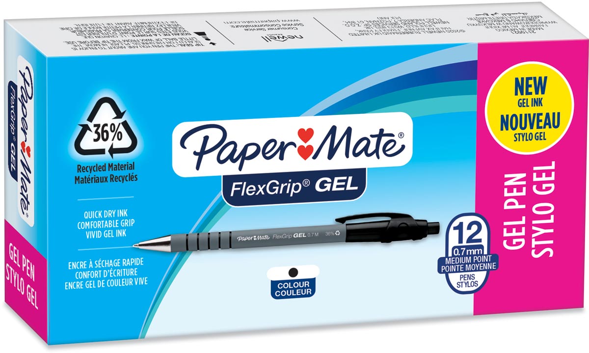Paper Mate balpen Flexgrip Gel, doos van 12 stuks, zwart Paper Mate balpen Flexgrip Gel, doos van 12 stuks, zwart