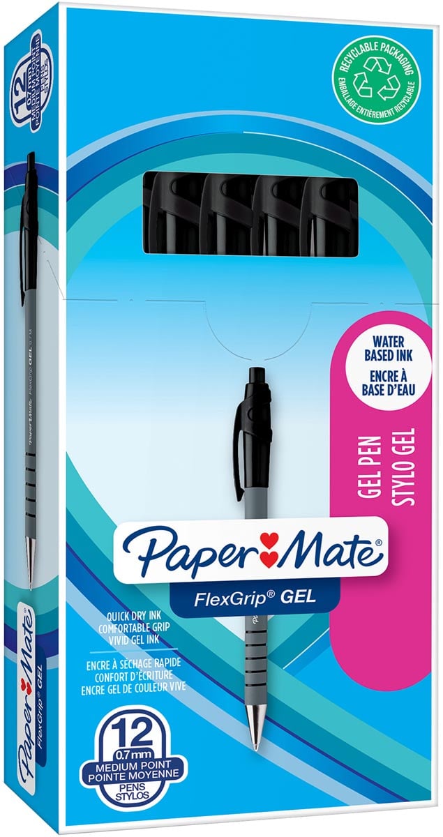 Paper Mate balpen Flexgrip Gel, doos van 12 stuks, zwart afbeelding