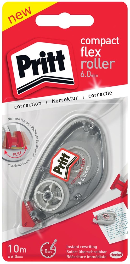 Lot De 5 Rollers Correction Pritt Compact Flex - 6mm X 10m - Correction Précise Et Rapide