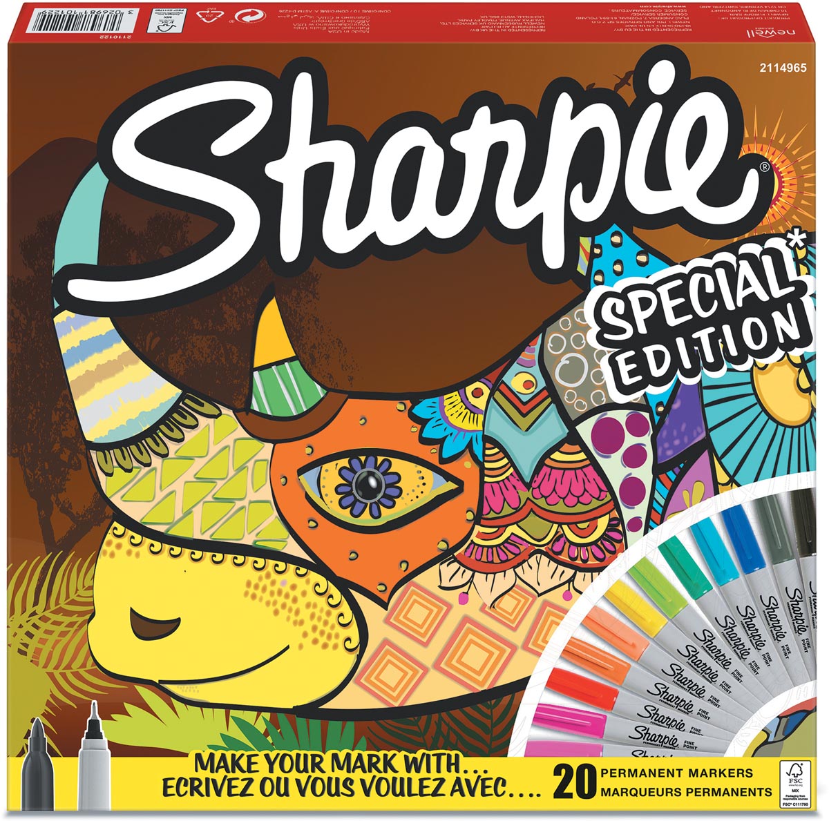 Sharpie permanente marker Neushoorn, fijn en extra fijn, doos van 20 stuks in geassorteerde kleuren Sharpie permanente marker Neushoorn, fijn en extra fijn, doos van 20 stuks in geassorteerde kleuren