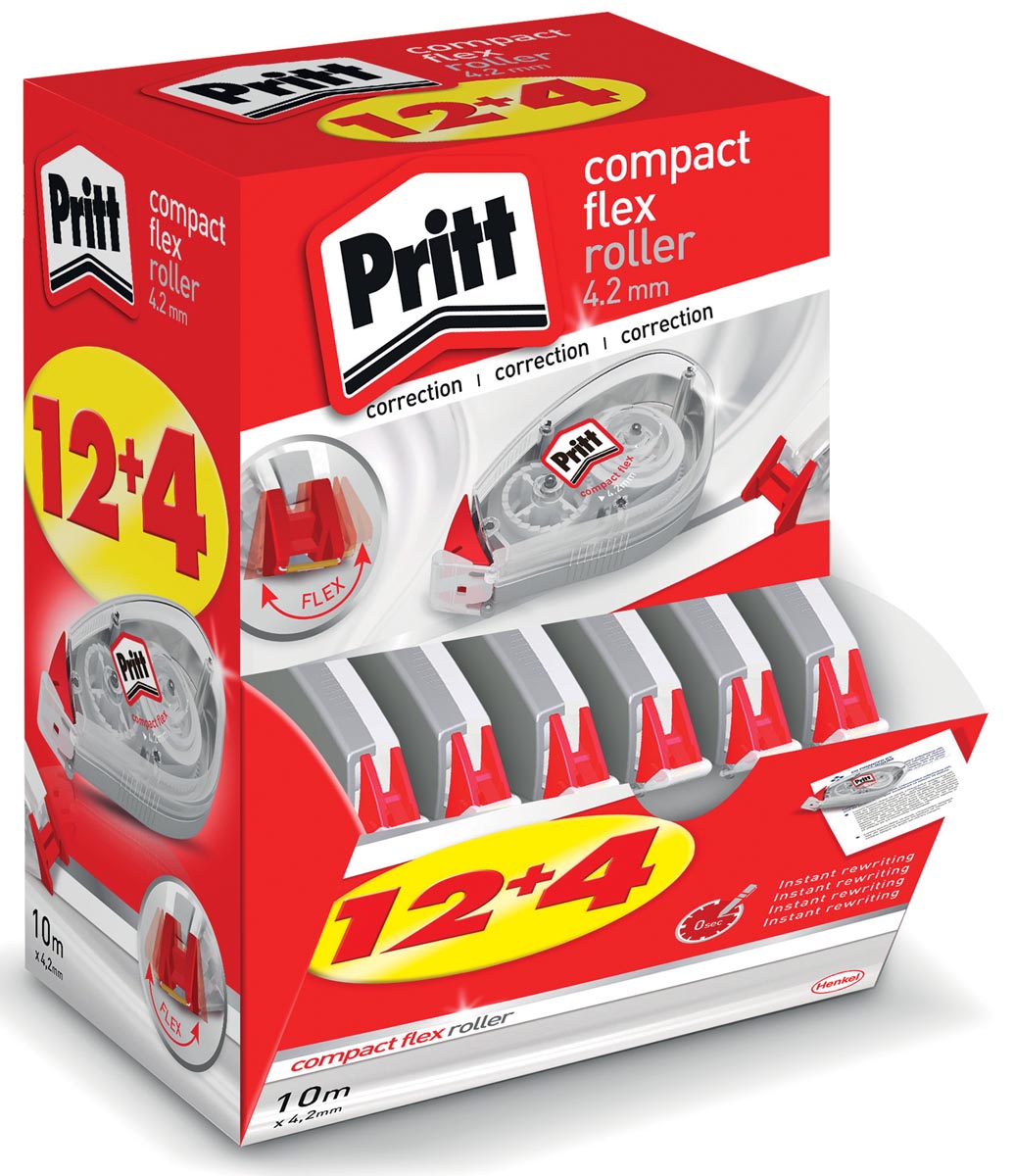 Pritt correctieroller Compact Flex 4,2 mm x 10 m, doos 12 + 4 gratis afbeelding