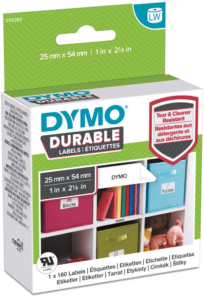 Dymo duurzame etiketten LabelWriter ft 25 x 54 mm, 160 etiketten Dymo duurzame etiketten LabelWriter ft 25 x 54 mm, 160 etiketten