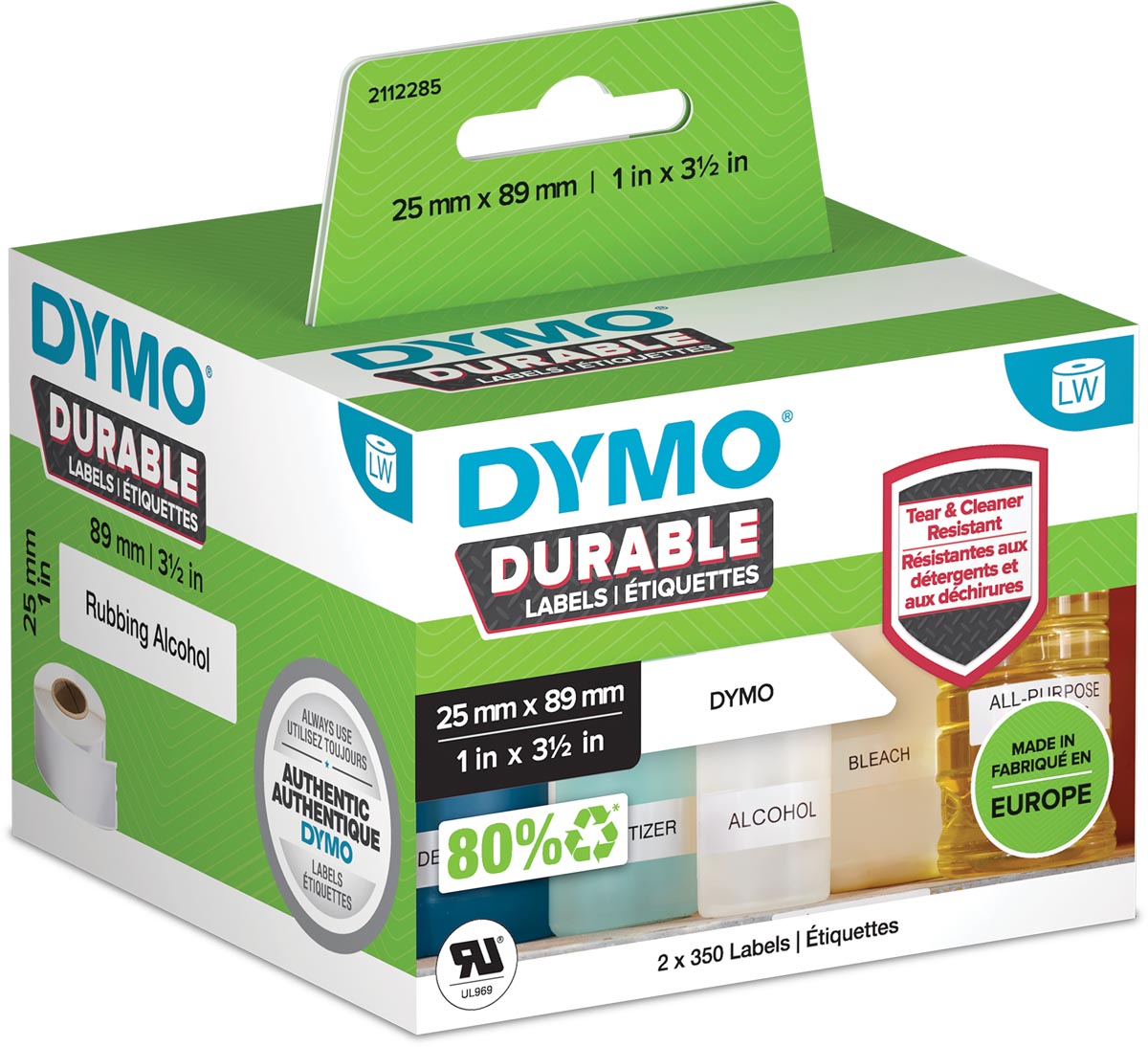 Dymo duurzame etiketten LabelWriter ft 25 x 89 mm, 2 x 350 etiketten afbeelding