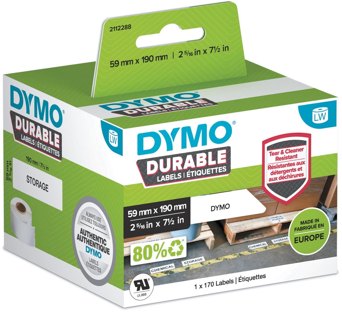Dymo duurzame etiketten LabelWriter ft 104 x 159 mm, 200 etiketten