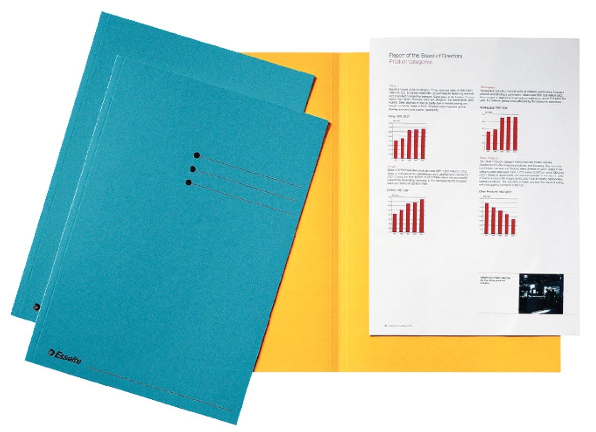 Esselte dossiermap blauw, karton van 180 g/m², pak van 100 stuks afbeelding
