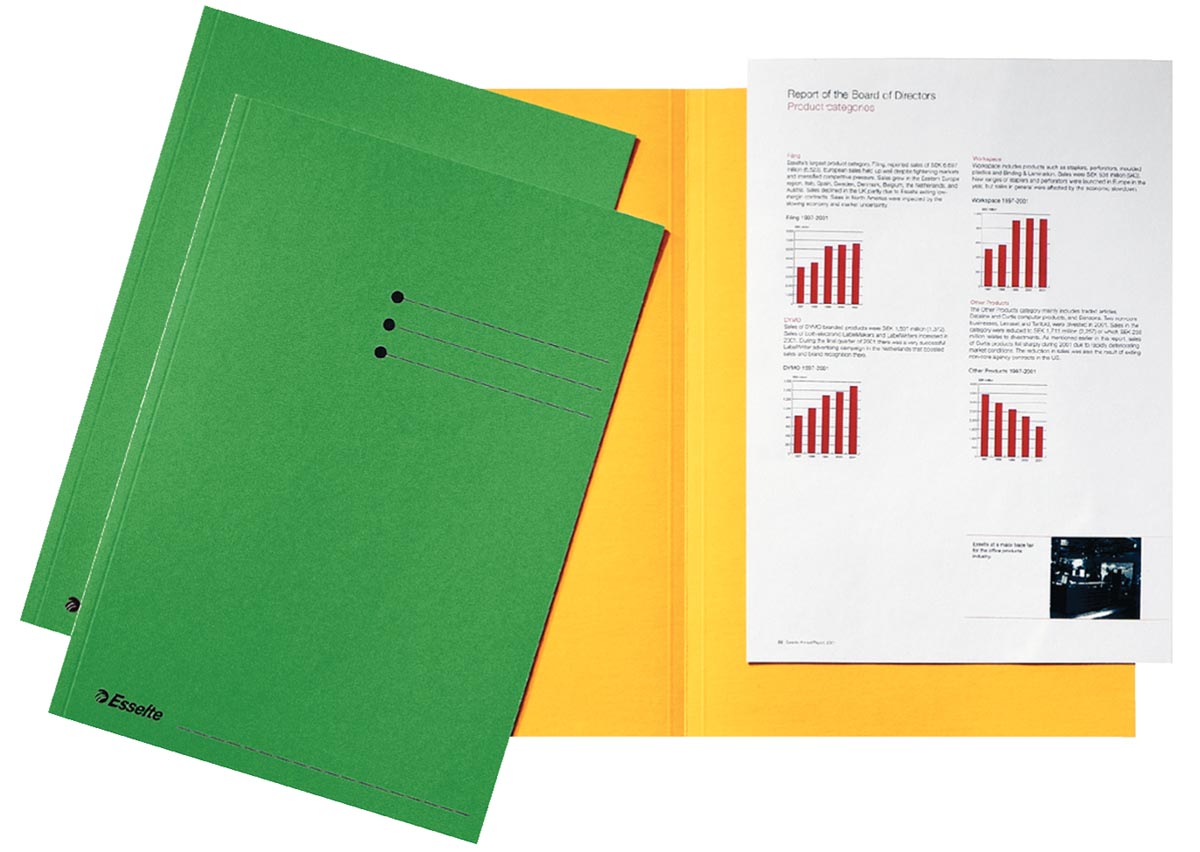Esselte dossiermap groen, karton van 180 g/m², pak van 100 stuks afbeelding