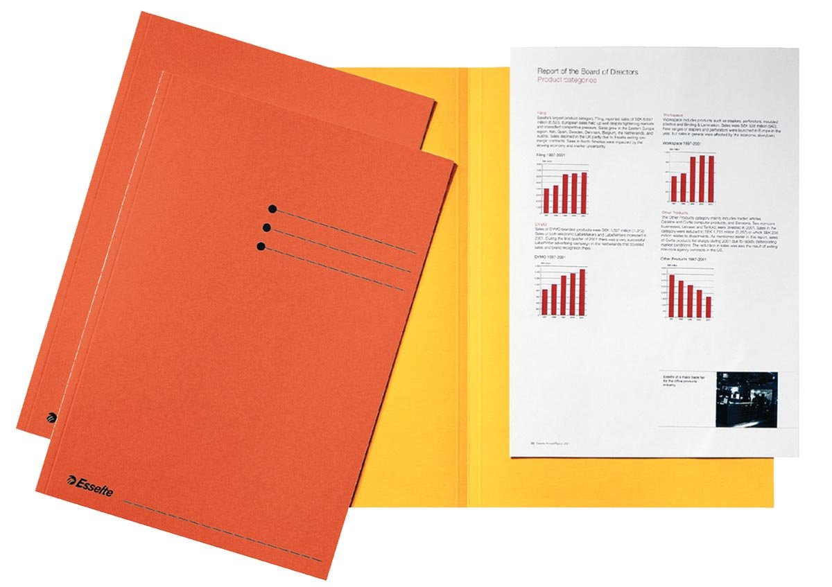 Esselte dossiermap oranje, karton van 180 g/m², pak van 100 stuks