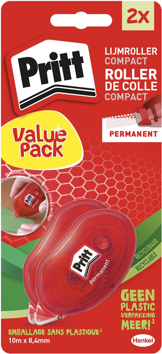 Pritt Compact lijmroller, permanent, blister met 2 stuks, 2de aan halve prijs afbeelding