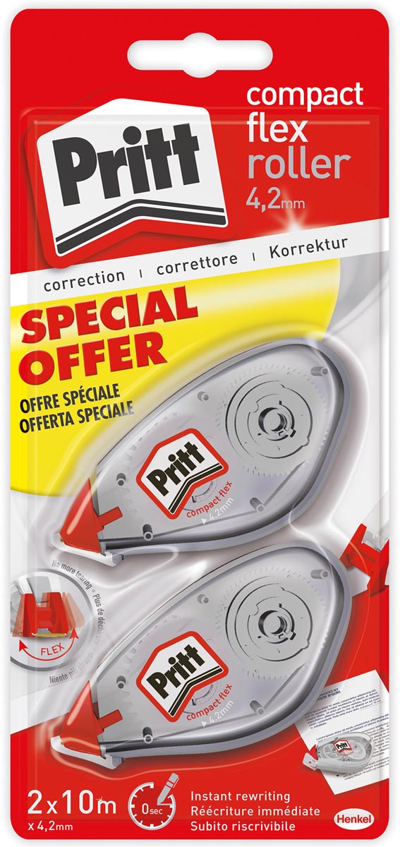 Pritt correctieroller Compact Flex 4,2 mm x 10 m, blister met 2 stuks afbeelding
