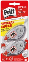 Pritt correctieroller Compact Flex 4,2 mm x 10 m, blister met 2 stuks