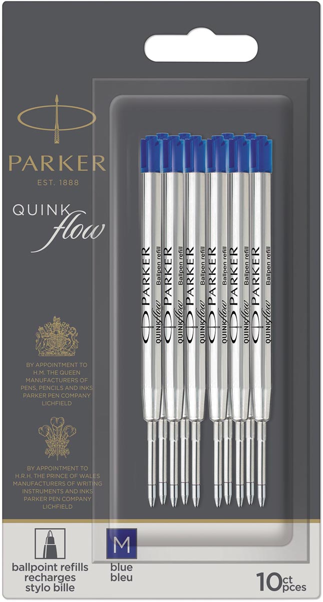 Parker Quinkflow vulling voor balpen, medium, blauw, blister met 10 stuks afbeelding
