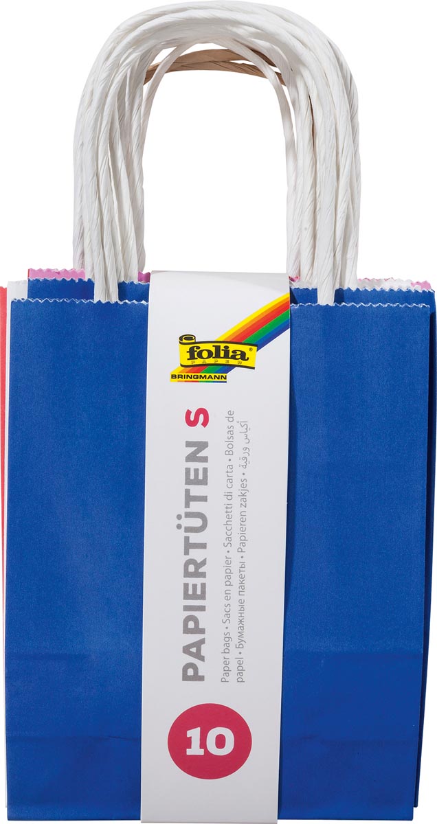 Folia papieren kraft zak, 110-125 g/m², geassorteerde kleuren, pak van 10 stuks afbeelding