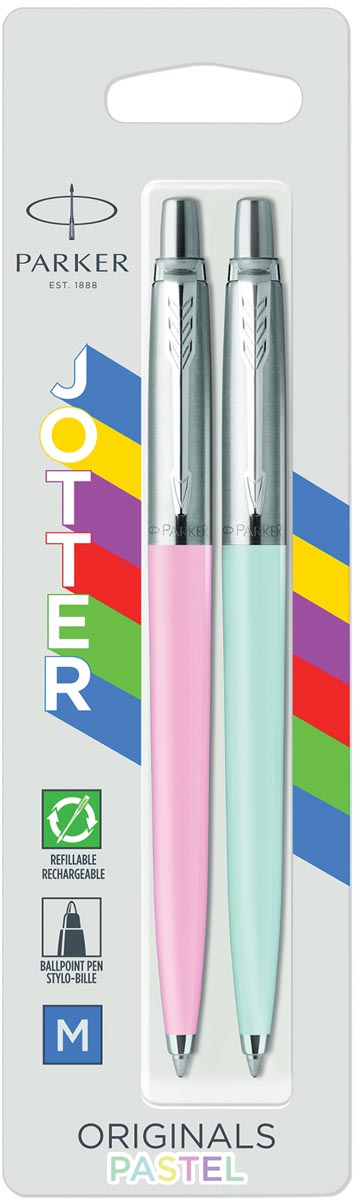 Parker Jotter Originals Pastel balpen, blister met 2 stuks, blauw/roze