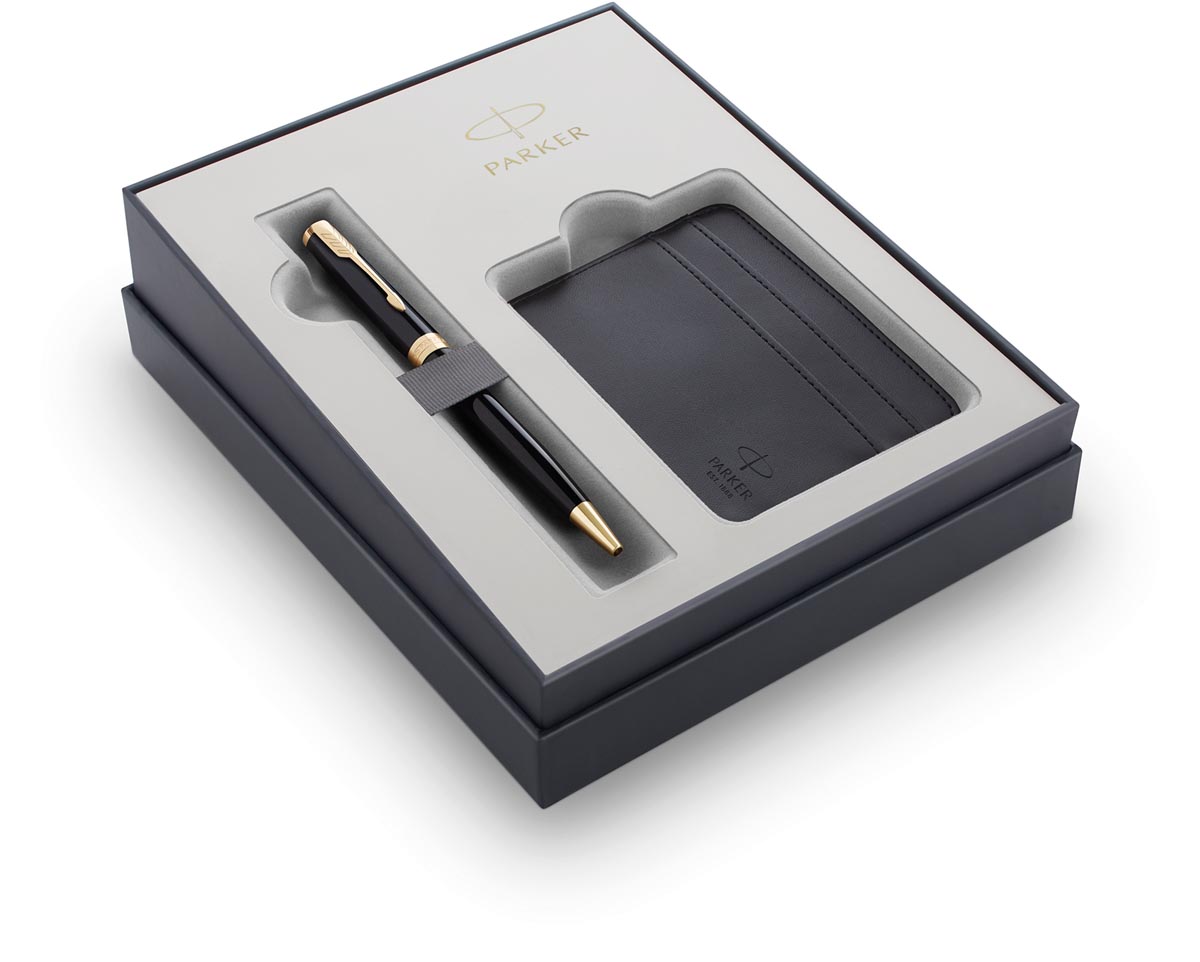 Parker giftbox Sonnet balpen + kaarthouder, zwart GT