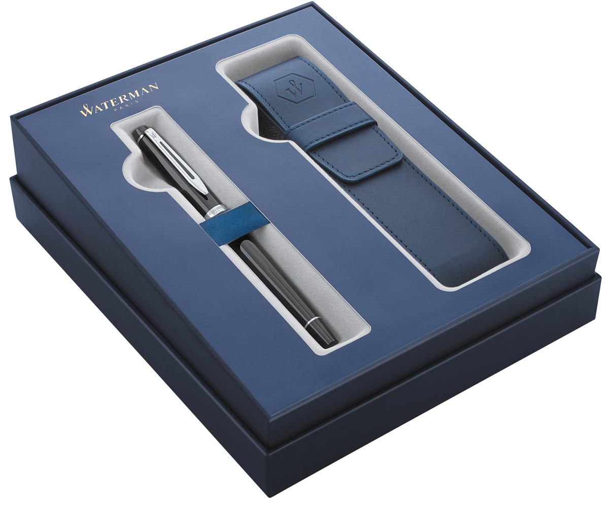 Waterman giftbox vulpen Expert black met palladium detail + blauw penzakje afbeelding