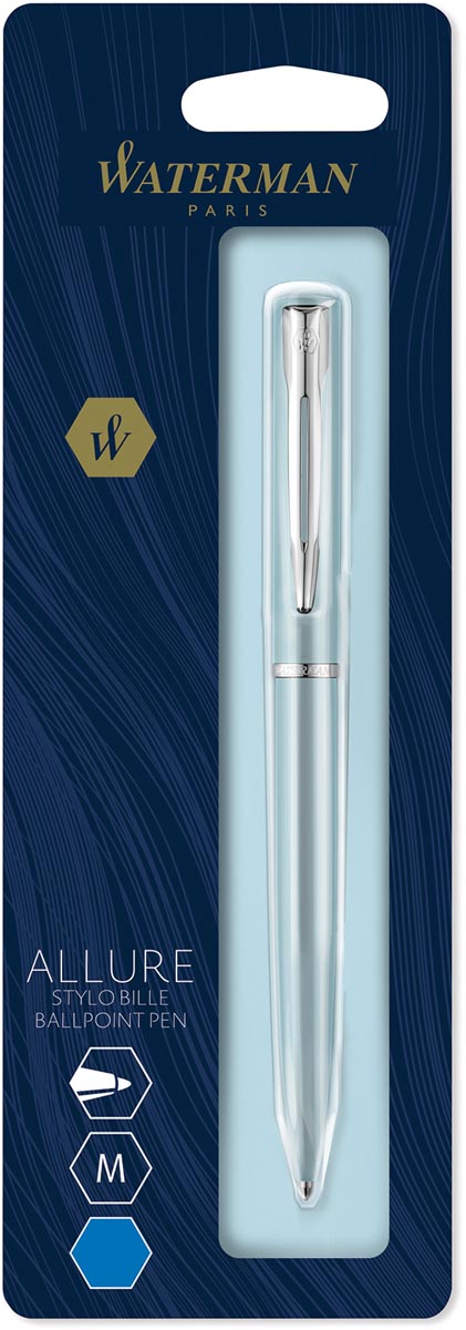 Waterman balpen Allure pastel medium punt, op blister, blauw