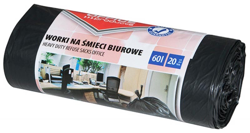 OFFICE products vuilniszak, LDPE, 22 micron, 60 liter, zwart, rol van 20 stuks