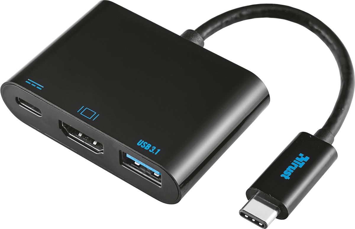 Trust USB-C Multiport Adapter, 3 poorten USB 3.1, HDMI en USB-C