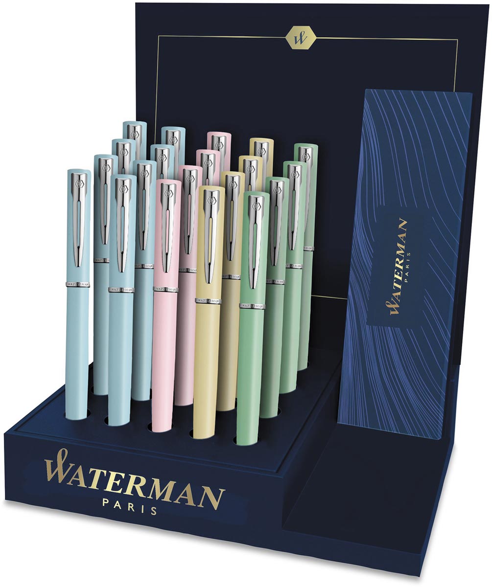 Waterman balpen Allure display met 20 stuks in geassorteerde pastelkleuren