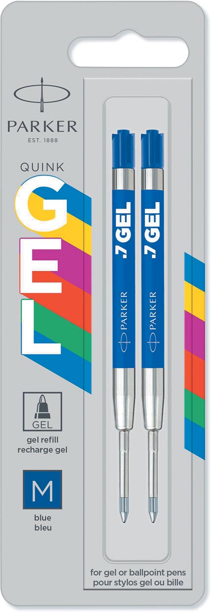 Parker gelvulling voor balpen medium, 0,7 mm, blauw, blister van 2 stuks afbeelding