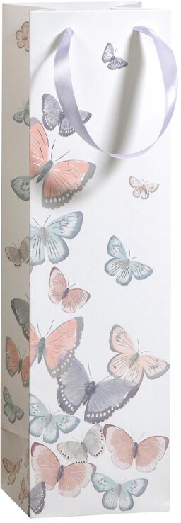 Geschenkzak Tender Butterflies, voor fles, 38 x 10 x 10 cm