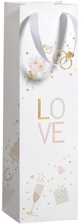 Geschenkzak Love, voor fles, 11 x 38 x 11 cm