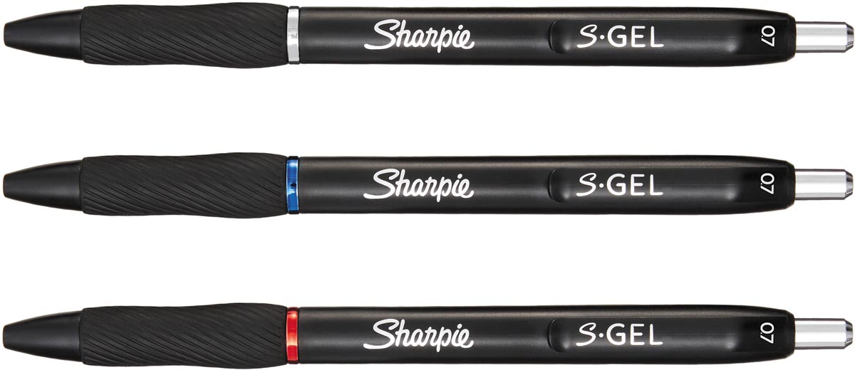 Sharpie S-gel roller, medium punt, blister van 3 stuks, blauw afbeelding