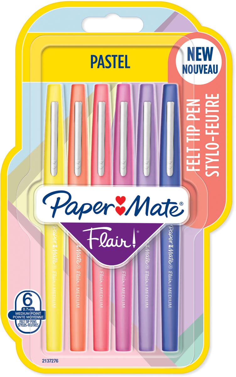Flair Pastel fineliner, 6 stuks, assorti Flair Pastel fineliner, 6 stuks, assorti