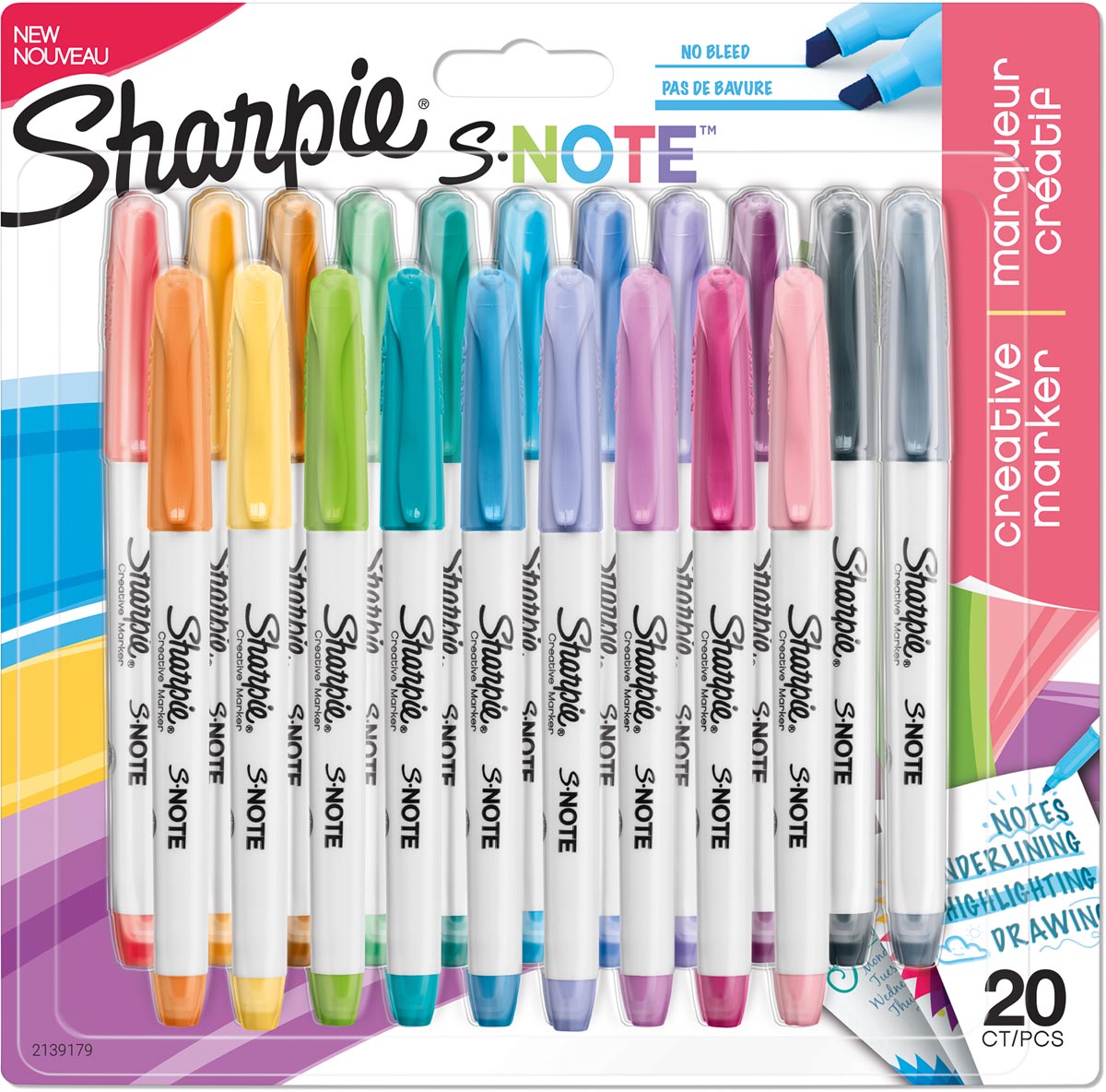 Sharpie S-note markeerstift, beitelpunt, blister van 20 stuks, assorti Sharpie S-note markeerstift, beitelpunt, blister van 20 stuks, assorti