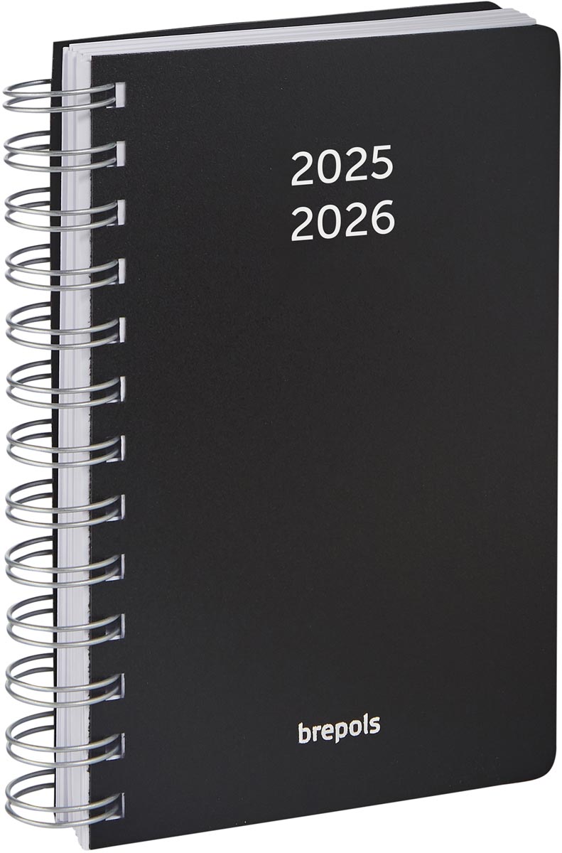 Brepols schoolagenda Wire-O, zwart, 2025-2026