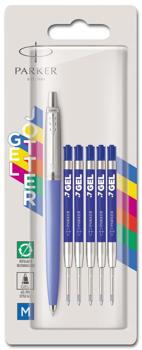 Parker Jotter Originals valuepack 1 x gelroller + 5 x vullingen, op blister, blauw