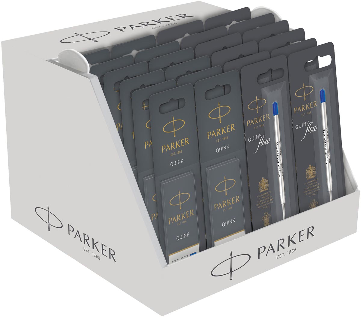 Parker Quinkflow vulling voor balpen blauw, display met 48 stuks Parker Quinkflow vulling voor balpen blauw, display met 48 stuks