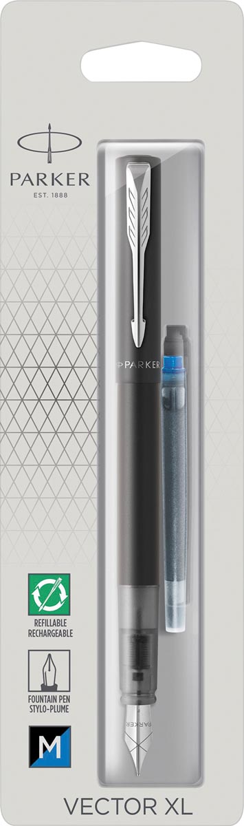 Parker vulpen Vector XL, medium, op blister, zwart Parker vulpen Vector XL, medium, op blister, zwart
