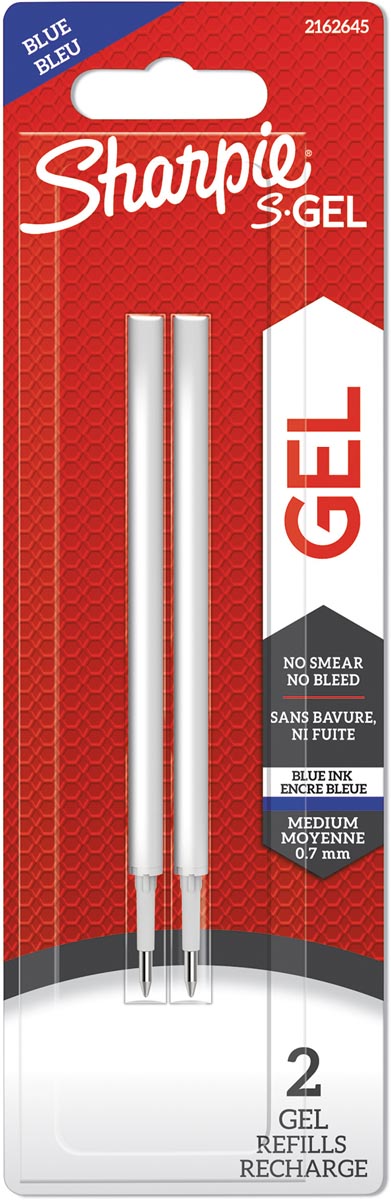 Sharpie vulling voor S-gel roller, medium punt, blauwe inkt, blister van 2 stuks Sharpie vulling voor S-gel roller, medium punt, blauwe inkt, blister van 2 stuks
