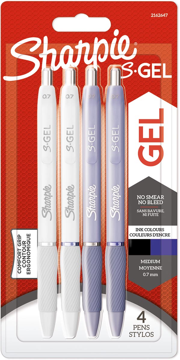 Sharpie S-gel roller fashion mix, medium punt, blister van 4 stuks in geassorteerde kleuren afbeelding